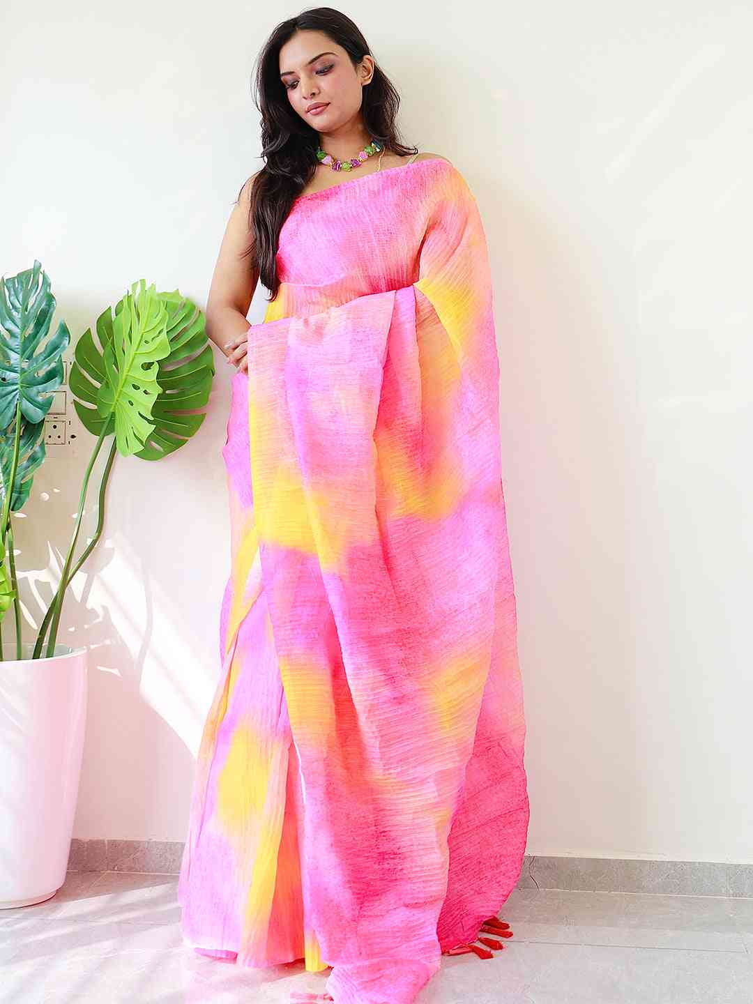 Elevate Your Style with Multy Colored Print Bollywood Design Crash Saree