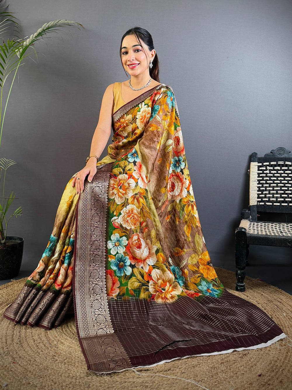 MultiColor Floral Aura Saree Online Vastranand