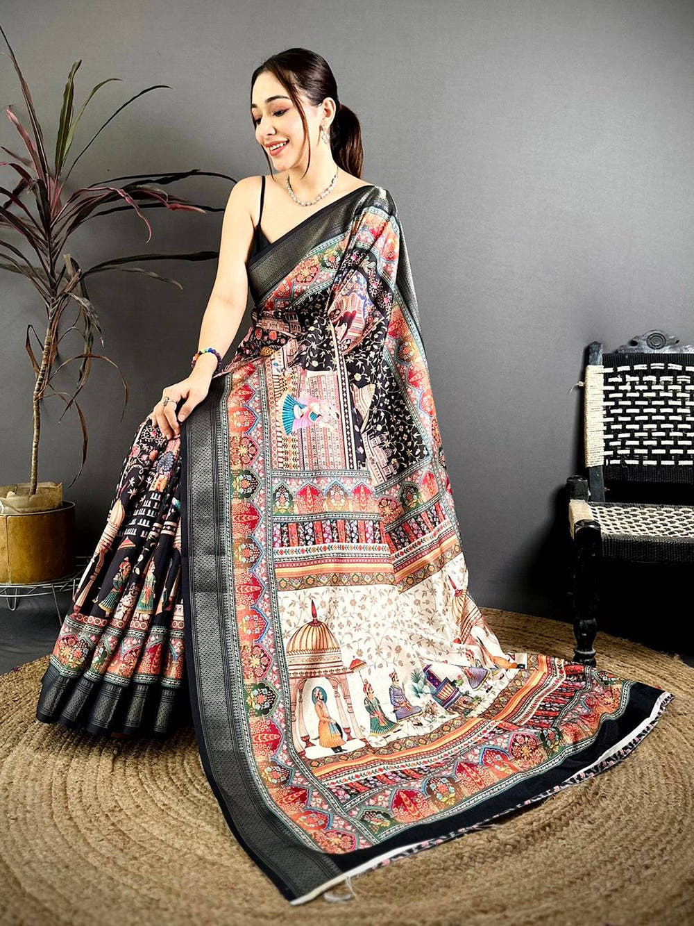 Royal Pashmina Print Tussar Ghicha Saree