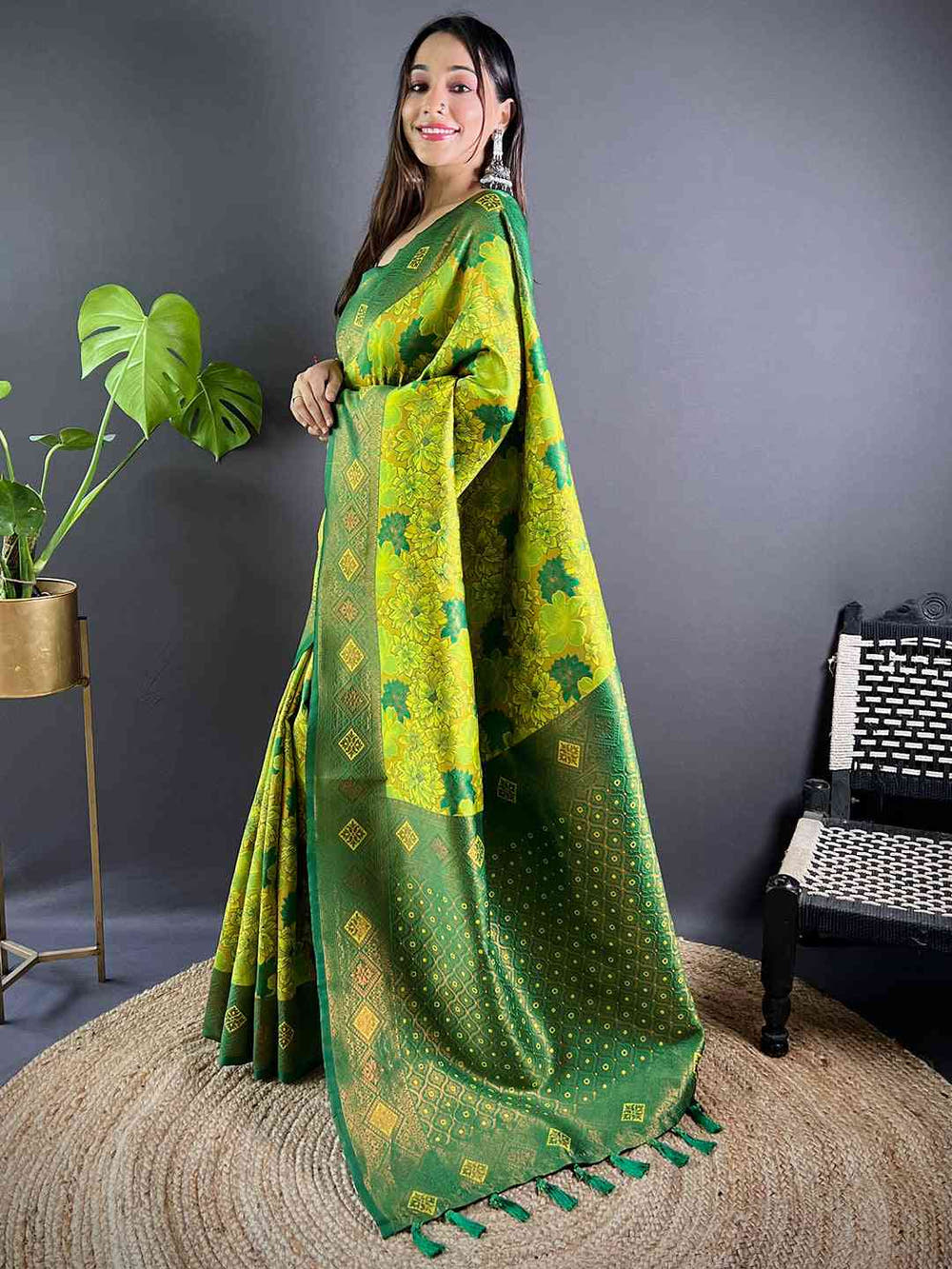 Sage Green Soft Silk Butta Weaving Saree