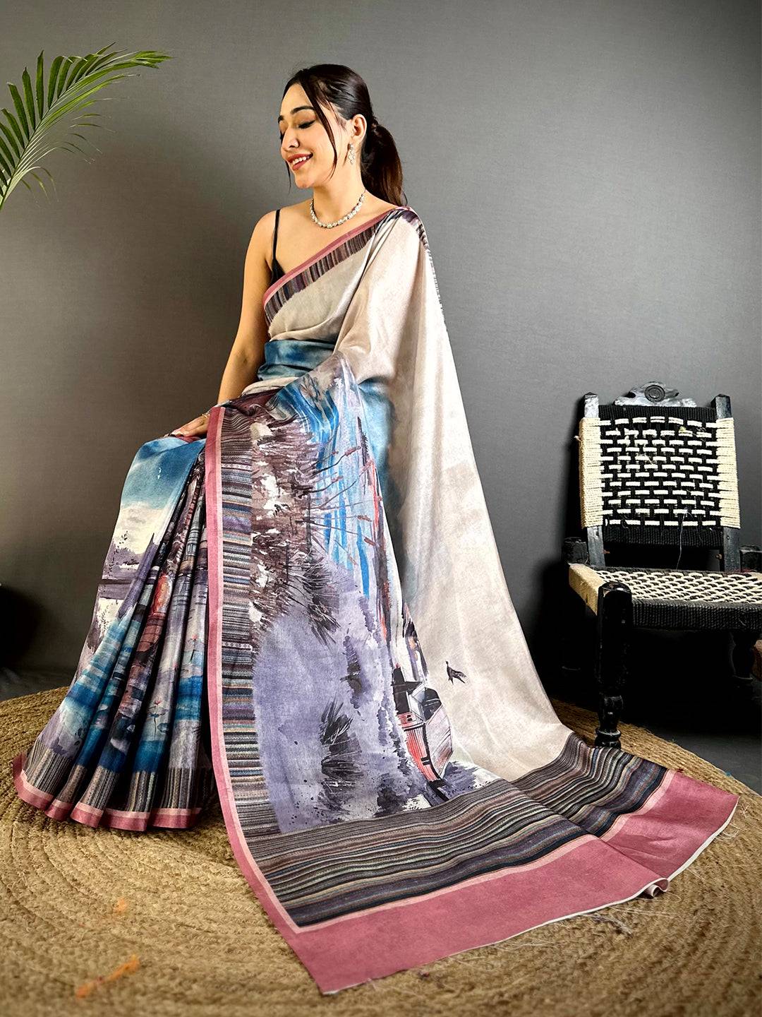 Heritage Japanese Poster Tussar Saree