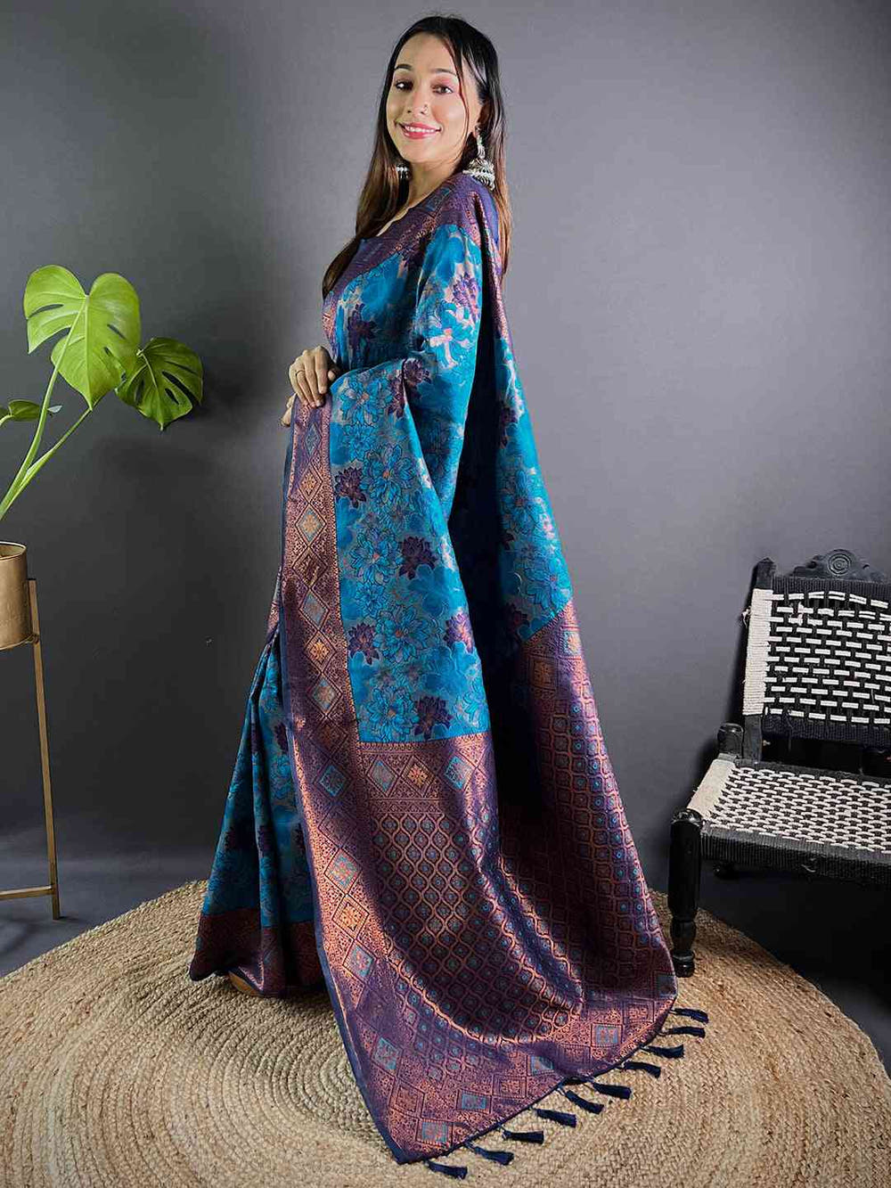 Royal Blue Soft Silk Butta Weaving Saree