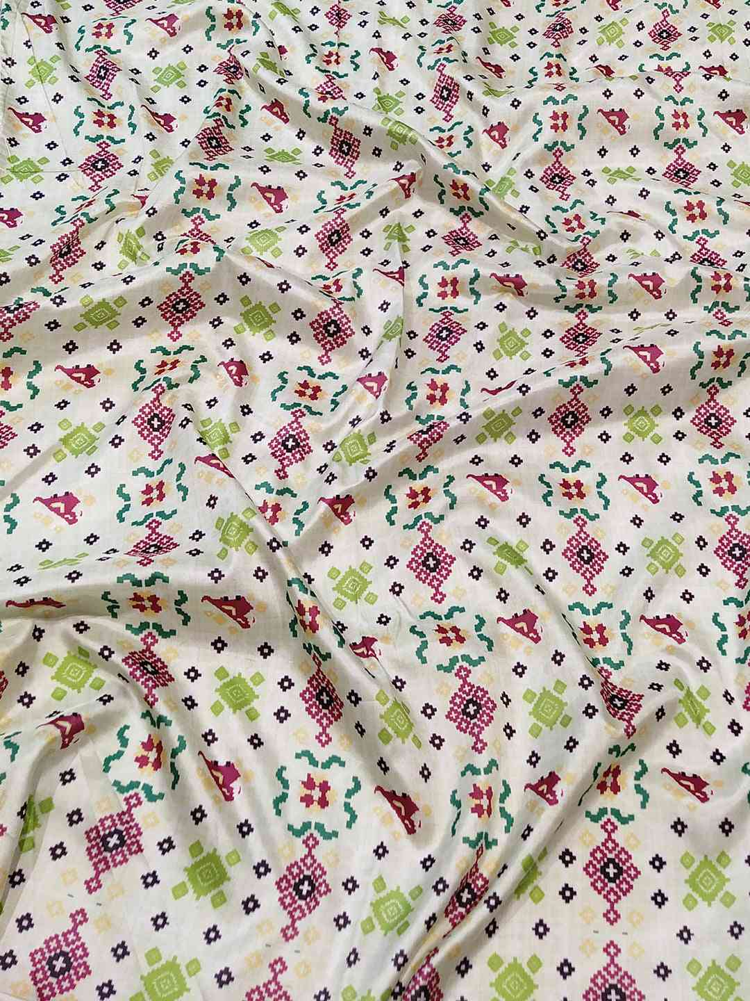 Kanjivaram  Weaving Pista Colour Patola Print Saree