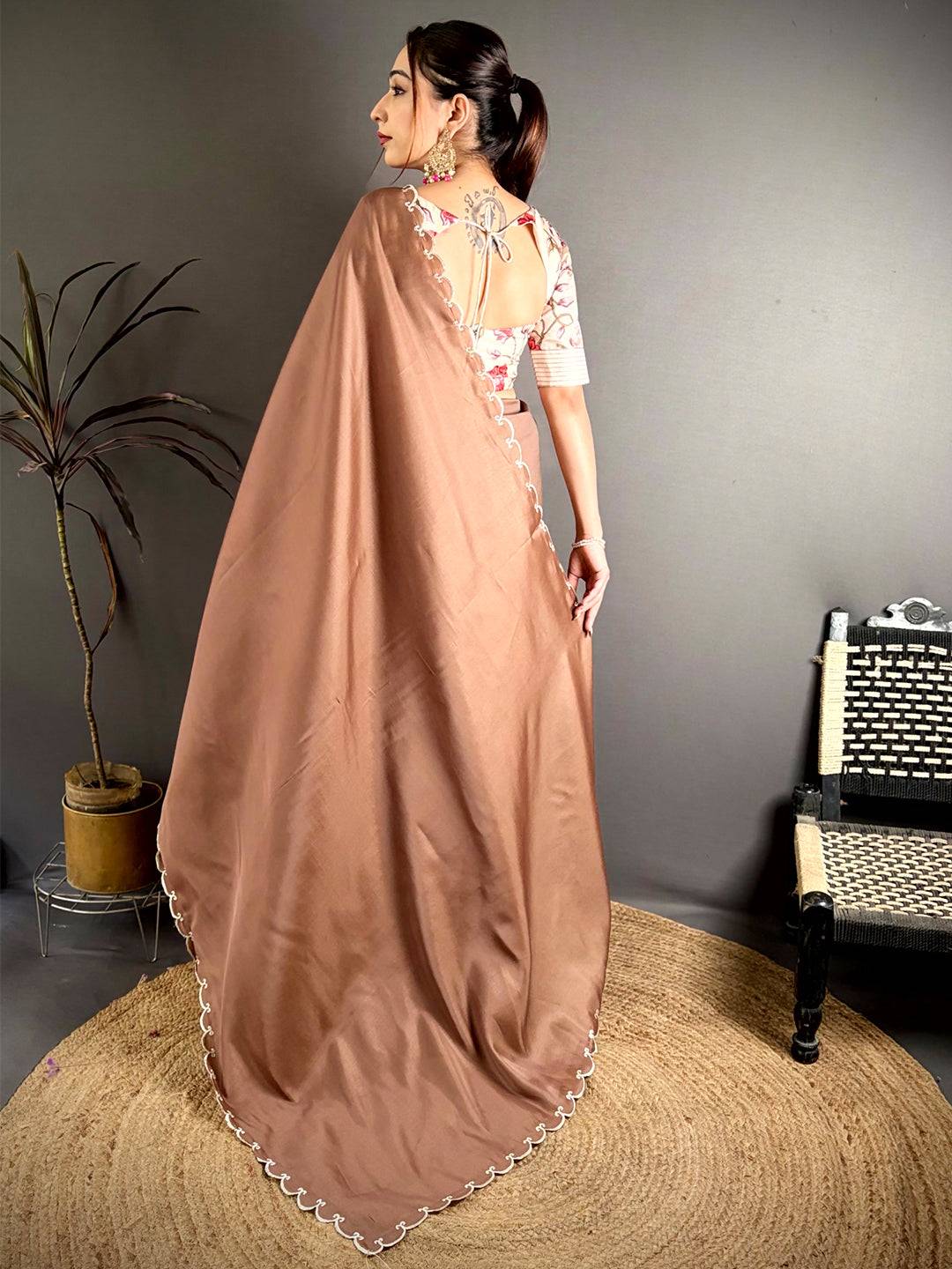 Elegant Semi Silk Resham Cutwork Saree