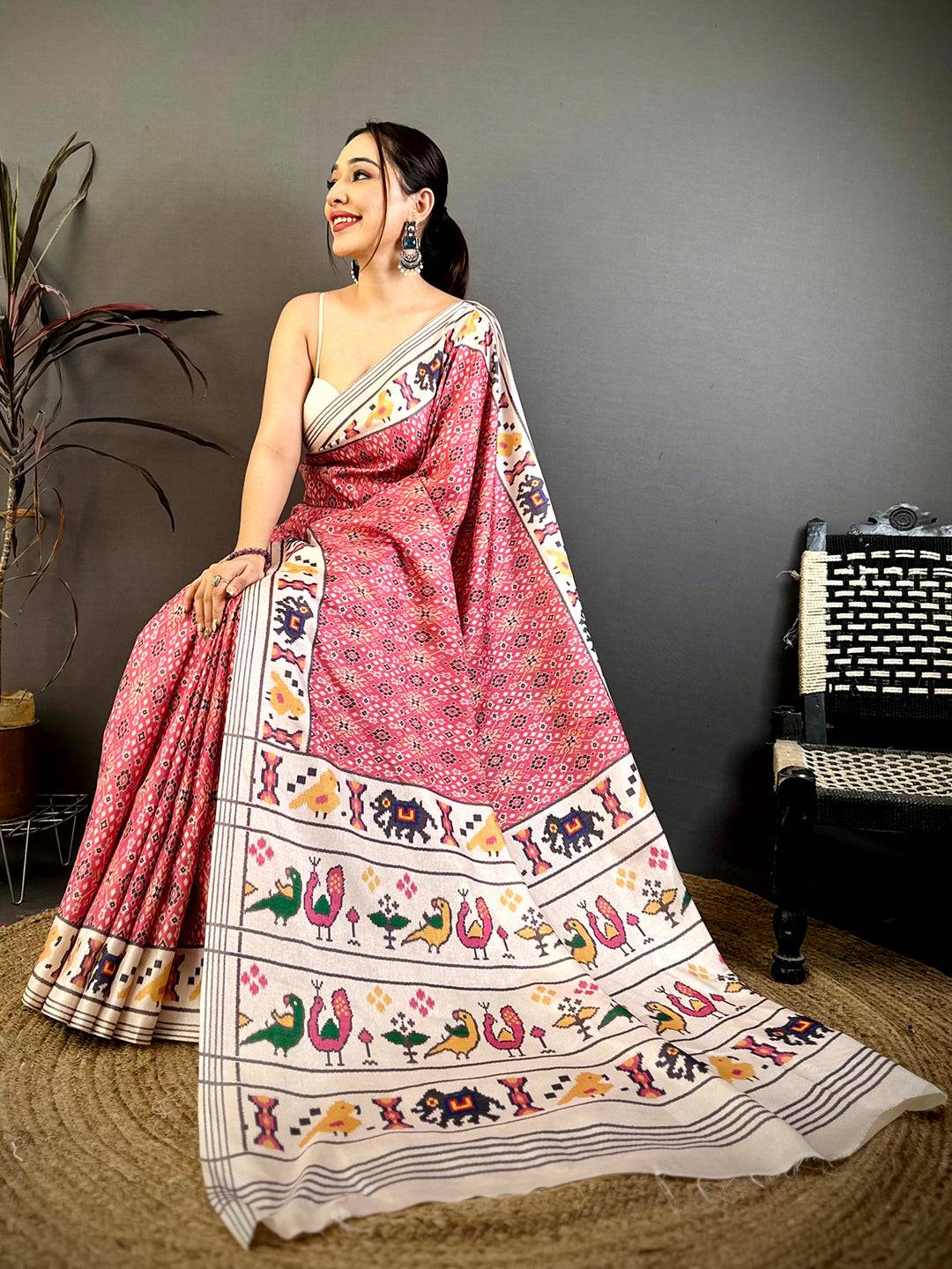 Elegant Tussar Patola Print Saree