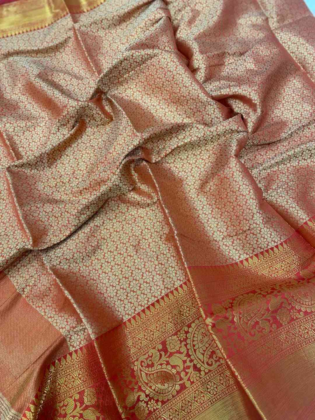 Exclusive Gold Zari One Grm Gold Kanjivaaram Pattu Silk Saree.