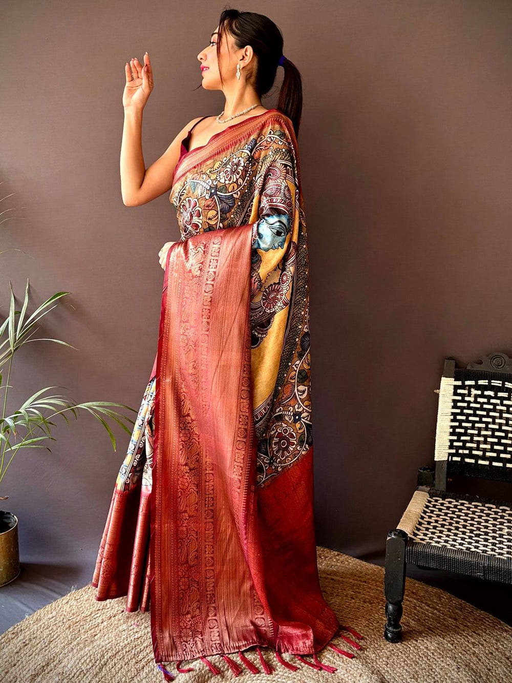 Buff Beige Soft Silk Saree With Pattu Zari Border