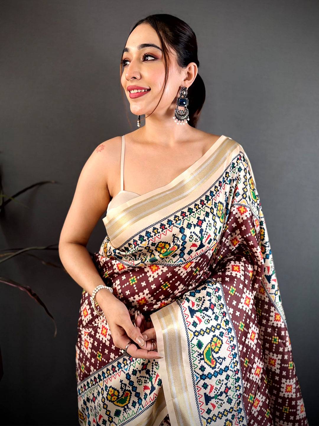 Red Ivory Allover Patola Kanchi Saree