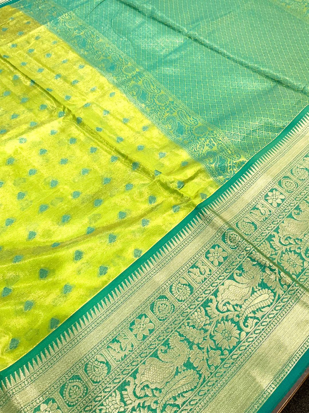 Radiant Green Kanjivaram Zari Tissue Saree