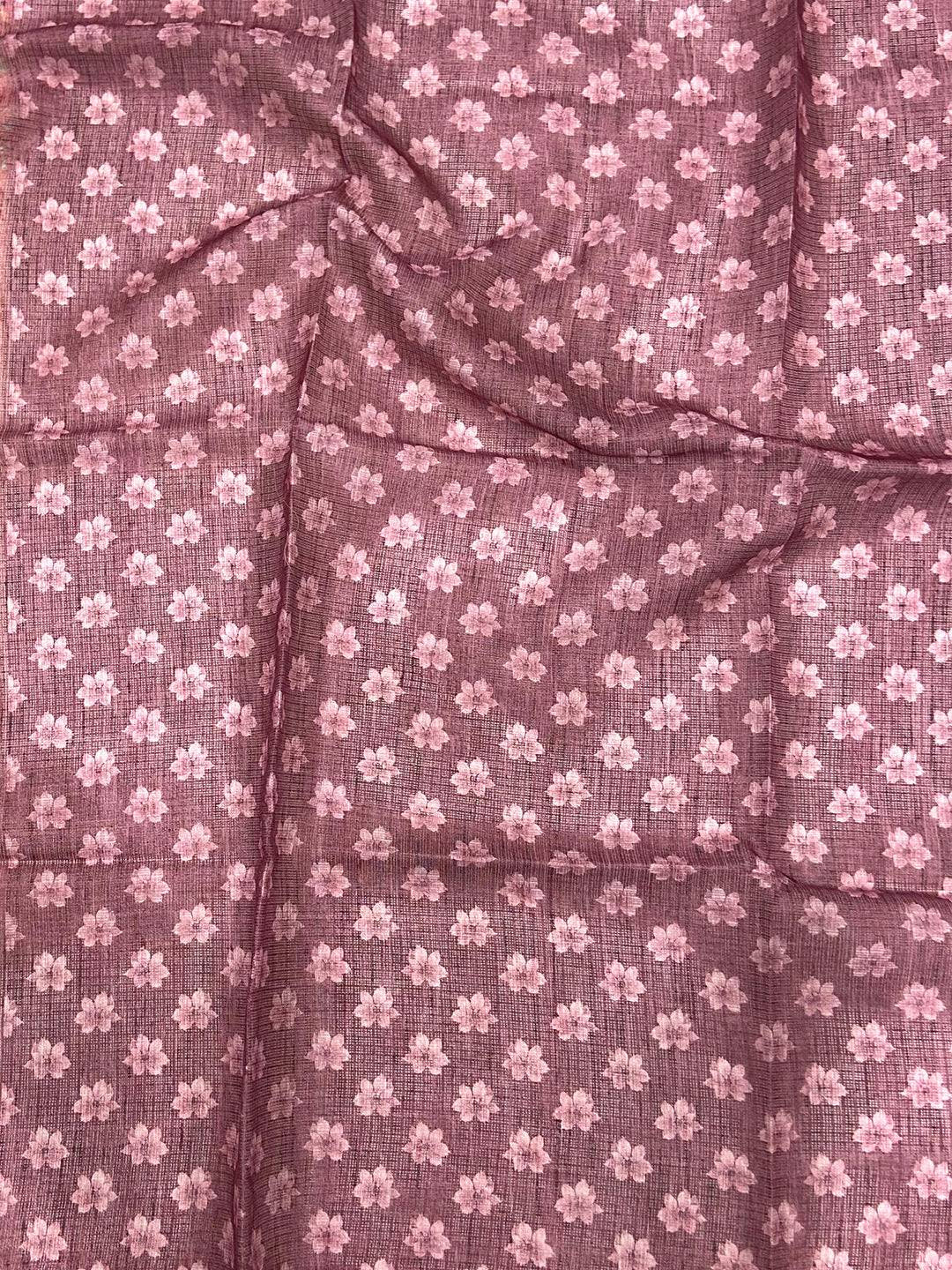 Light Brown Kota Doriya Floral Cut Work Saree