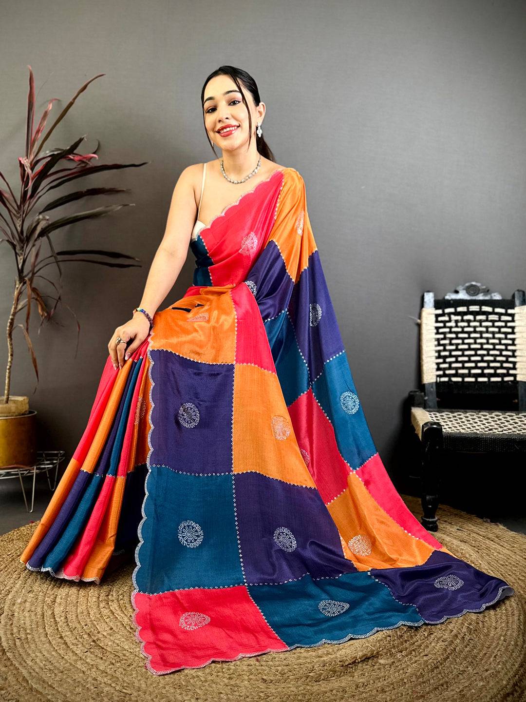 Stylish Printed Chinnon Chiffon Saree