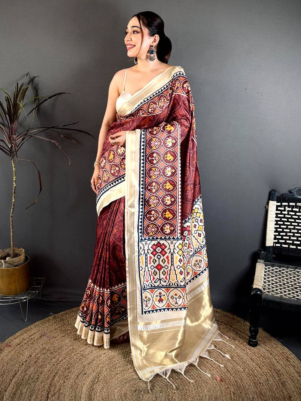 Maroon Allover Patola Kanchi Saree