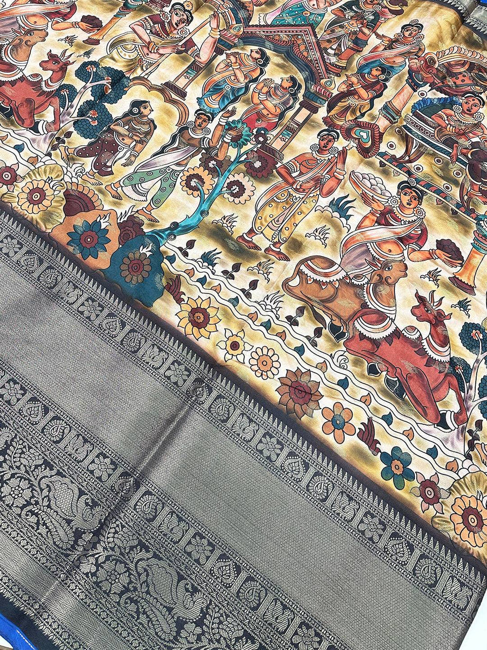 Heritage Bloom Kalamkari Silk Saree