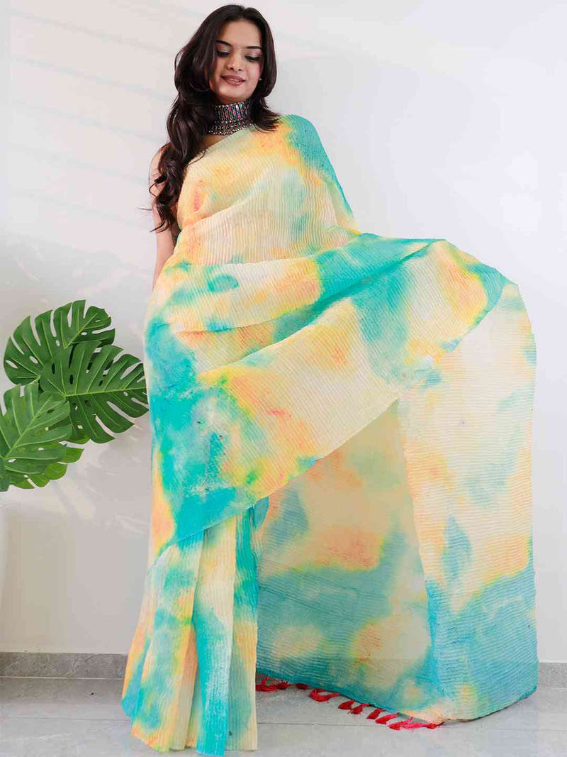 Elevate Your Style with Multy Colored Print Bollywood Design Crash Saree