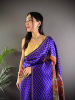 Purple Heritage Weave Kalamkari Soft Silk Saree