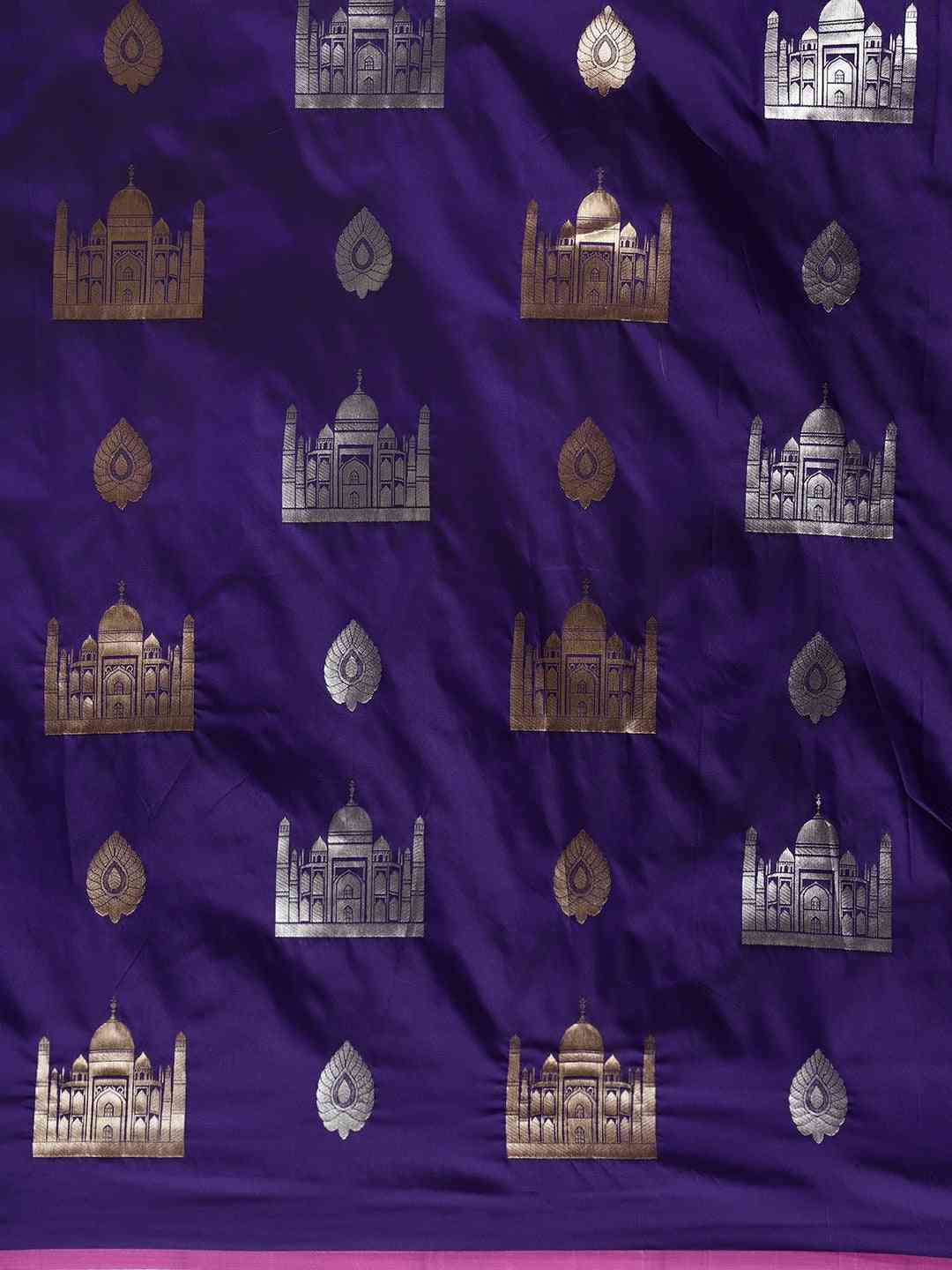 Trendy Navy Colour Silk Blend Woven Design Banarasi Saree