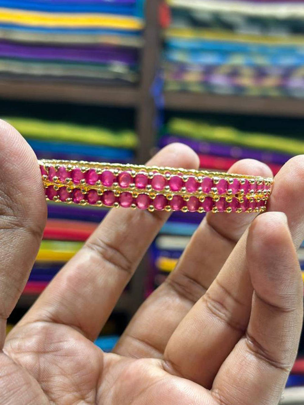 Classic  Ruby  Line  Gold  Bangle