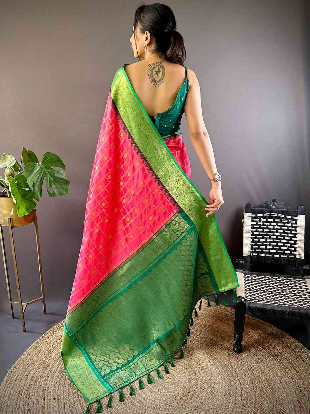 Blush Pink Kovai Banarasi Silk Saree