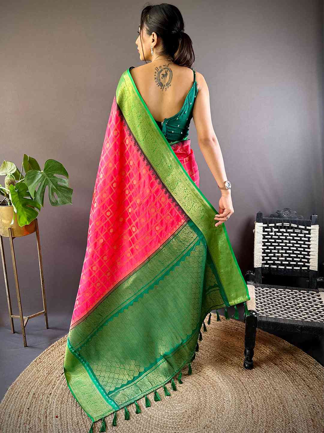 Blush Pink Kovai Banarasi Silk Saree