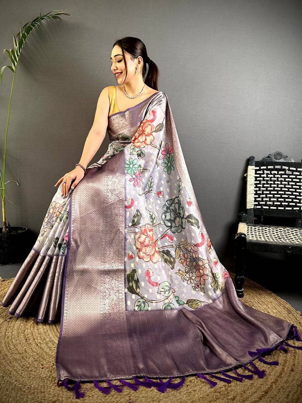 Heritage Kota Doriya Kalamkari Printed Saree