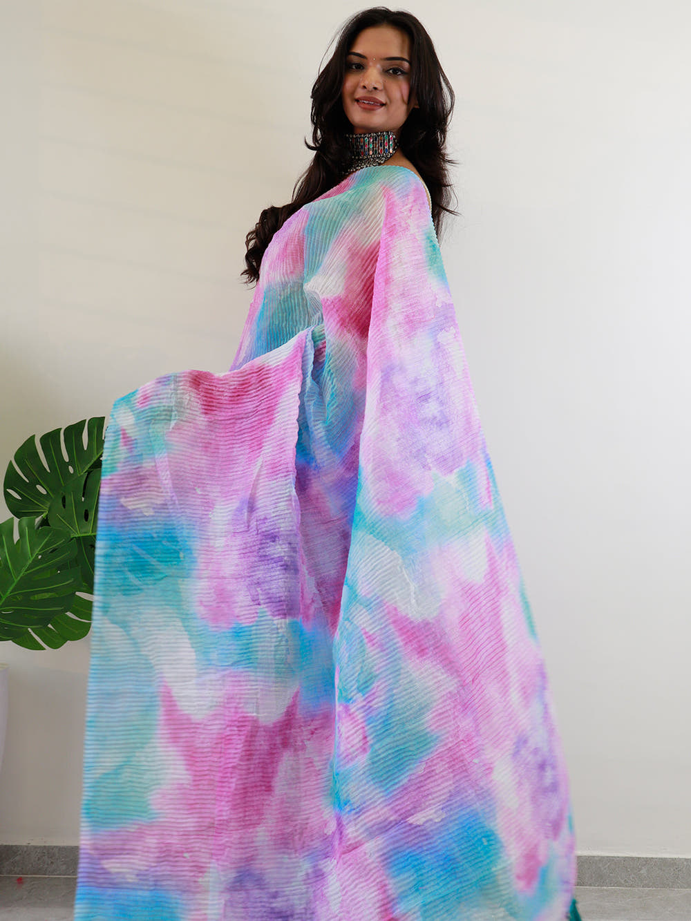 Elevate Your Style with Multy Colored Print Bollywood Design Crash Saree