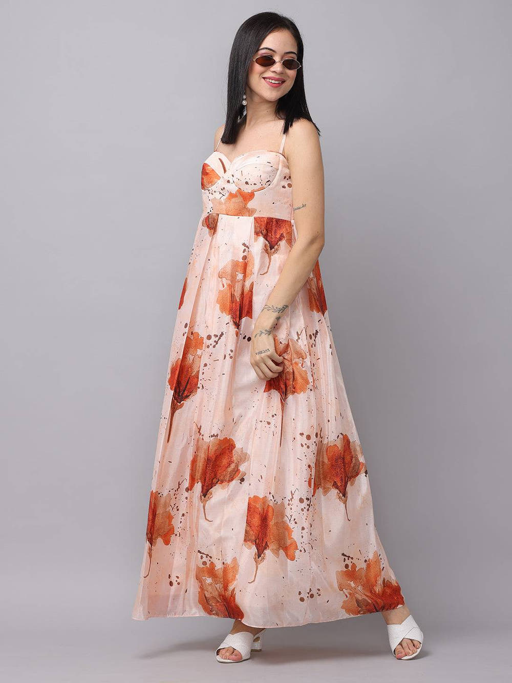 Peach Colour Corset Dress