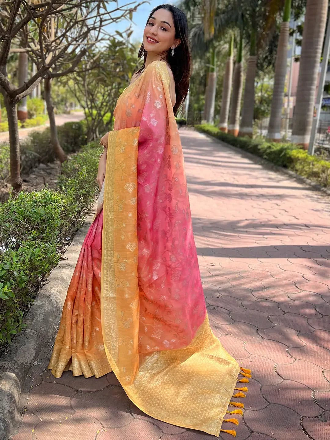 Bollywood Soft Slub Silk With Pure Zari And Lakhnavi Badla Weaving