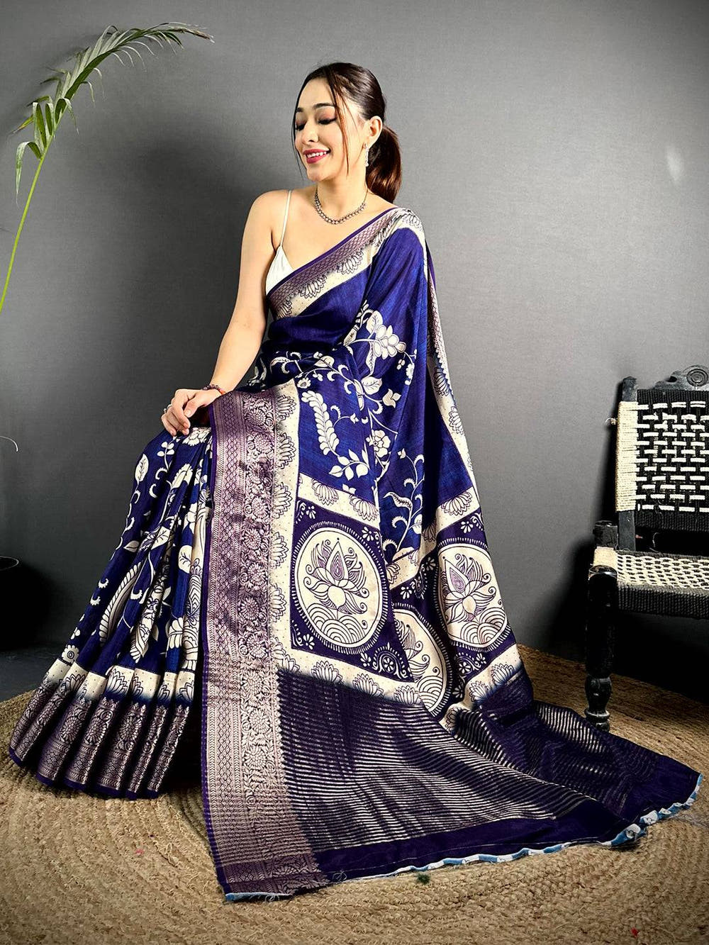 Radiant Self Zari Chex Viscose Dola Saree