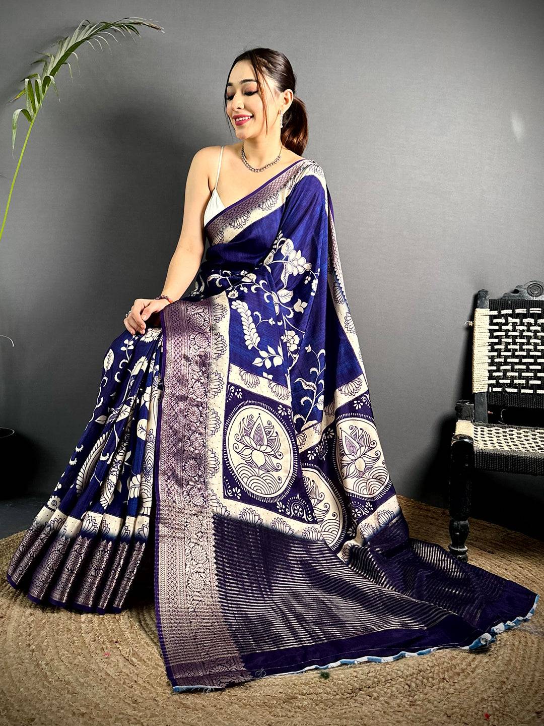 Radiant Self Zari Chex Viscose Dola Saree