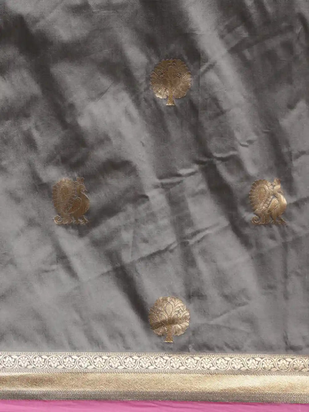 Banarasi  Grey Colour Silk Blend Woven Design Saree