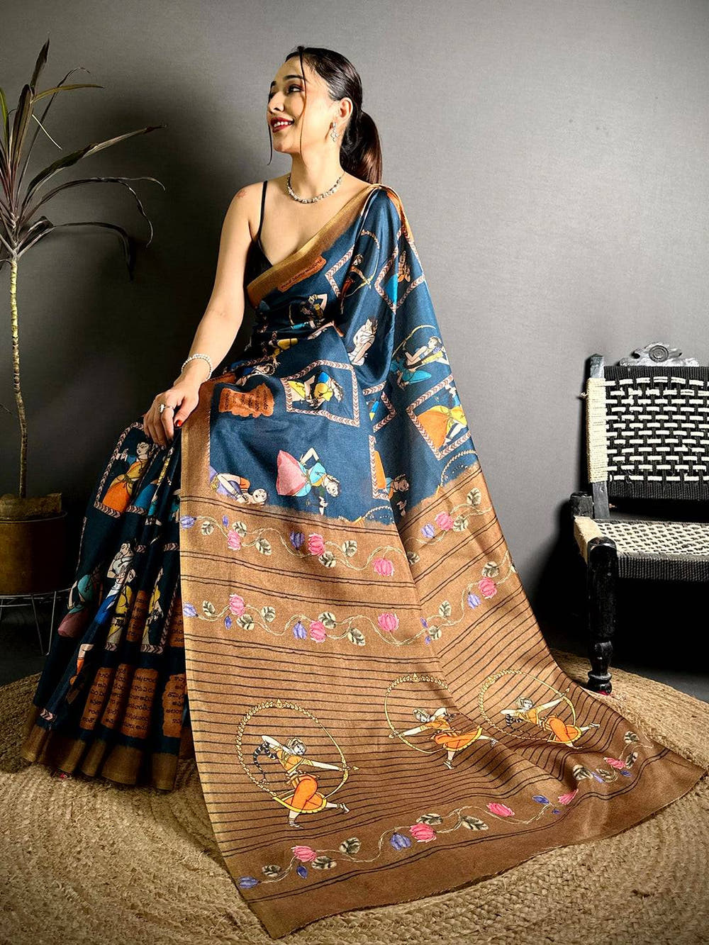 Classic Bharatanatyam Butta Tussar Saree