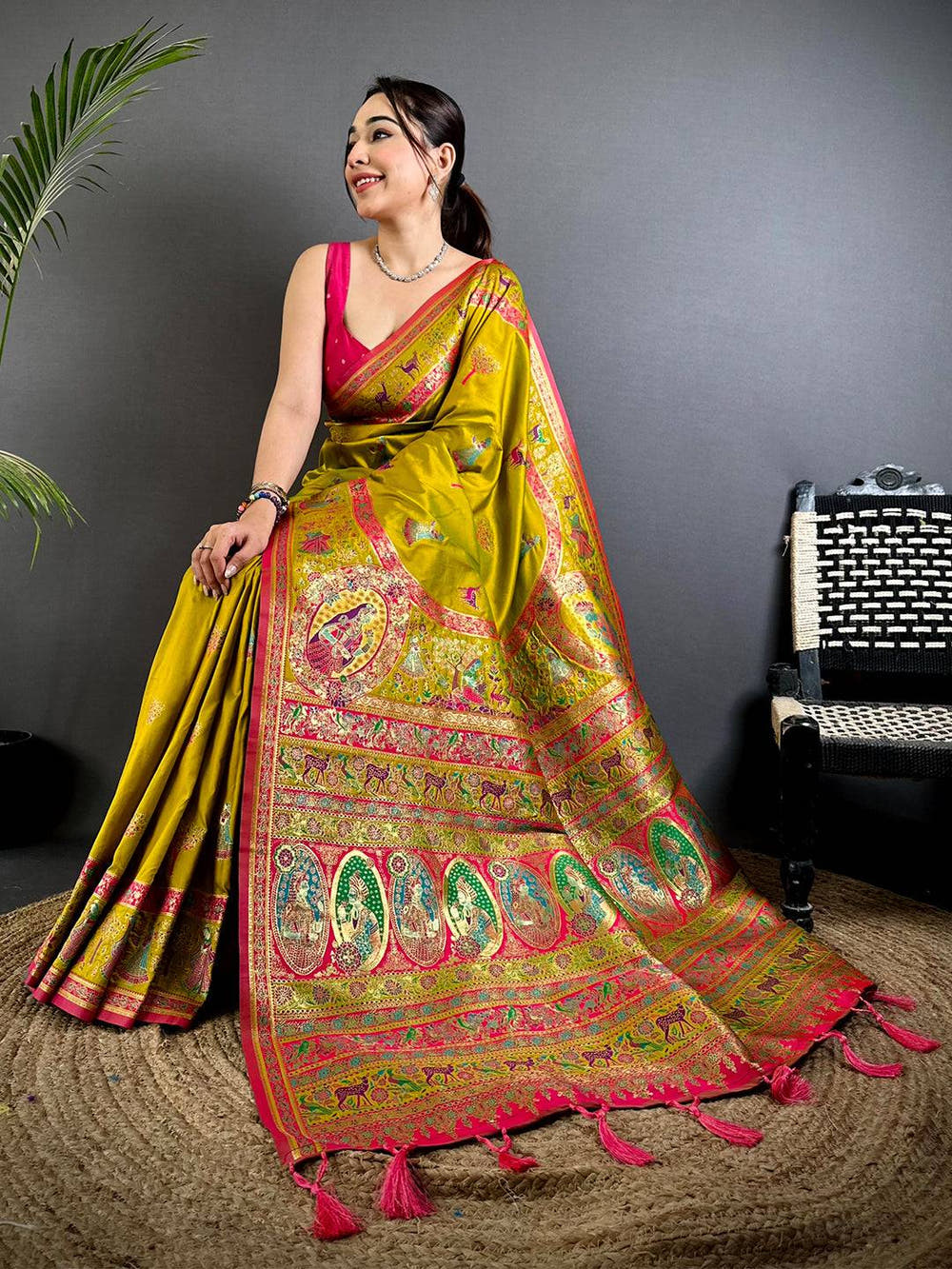 Majestic Kashmiri Pashmina Minakari Saree