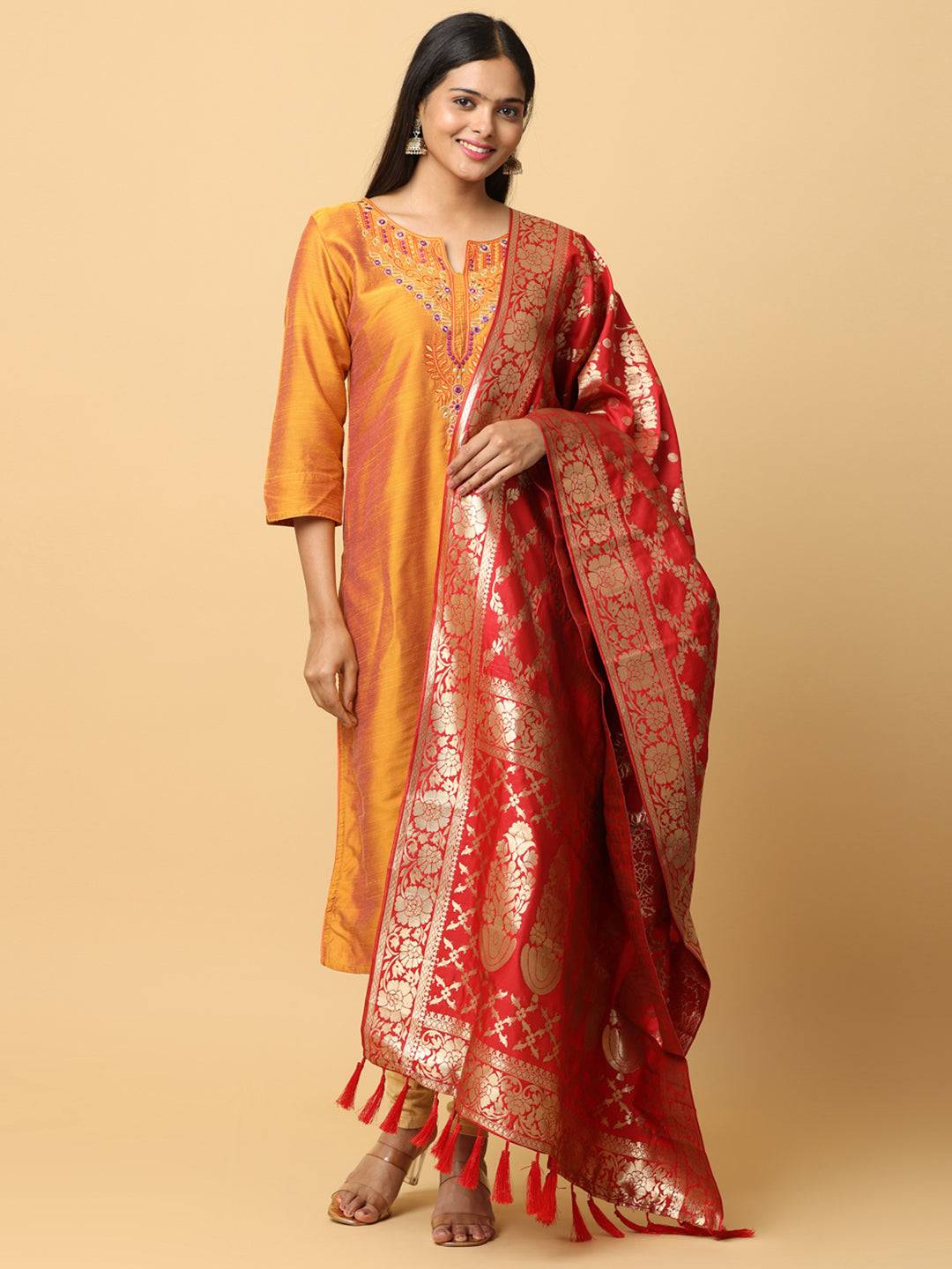 Stylish Silk Blend Woven Design Dupatta