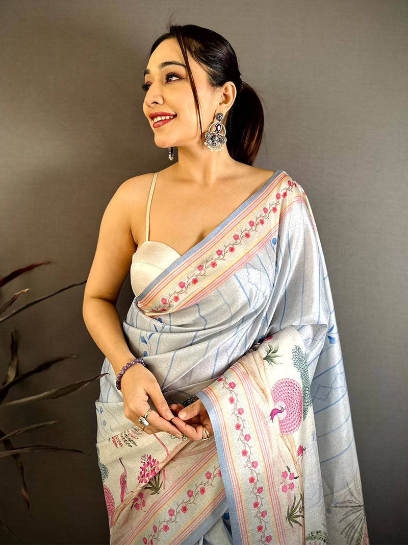 Classic Pichwai Peacock Tussar Saree