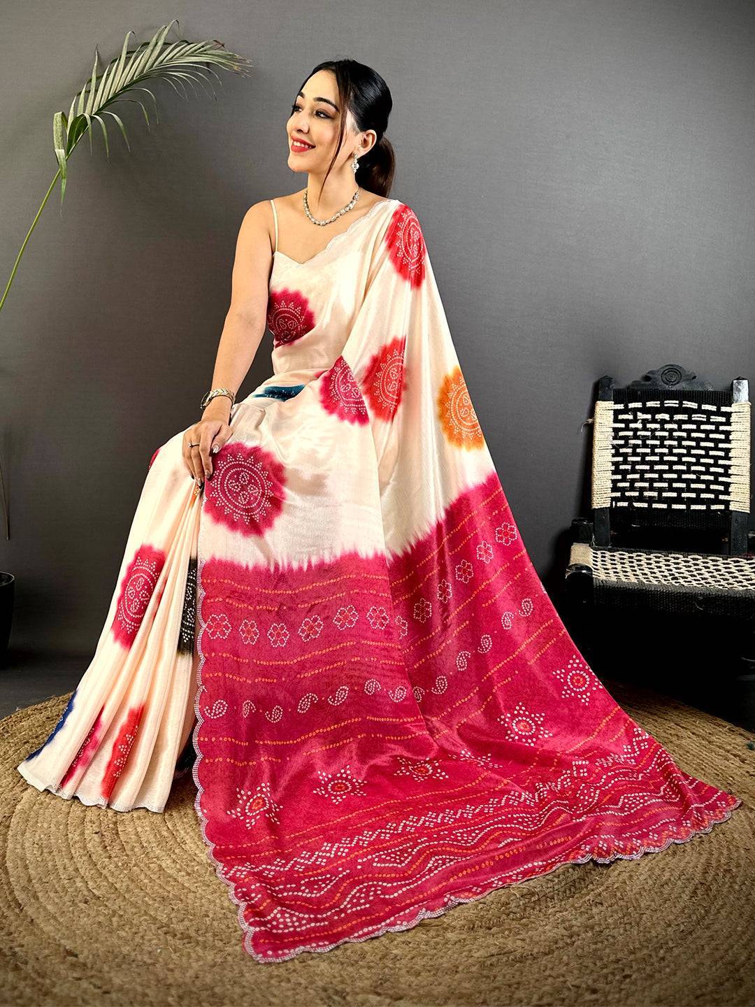 Regal Chiffon Bandhej Print Saree