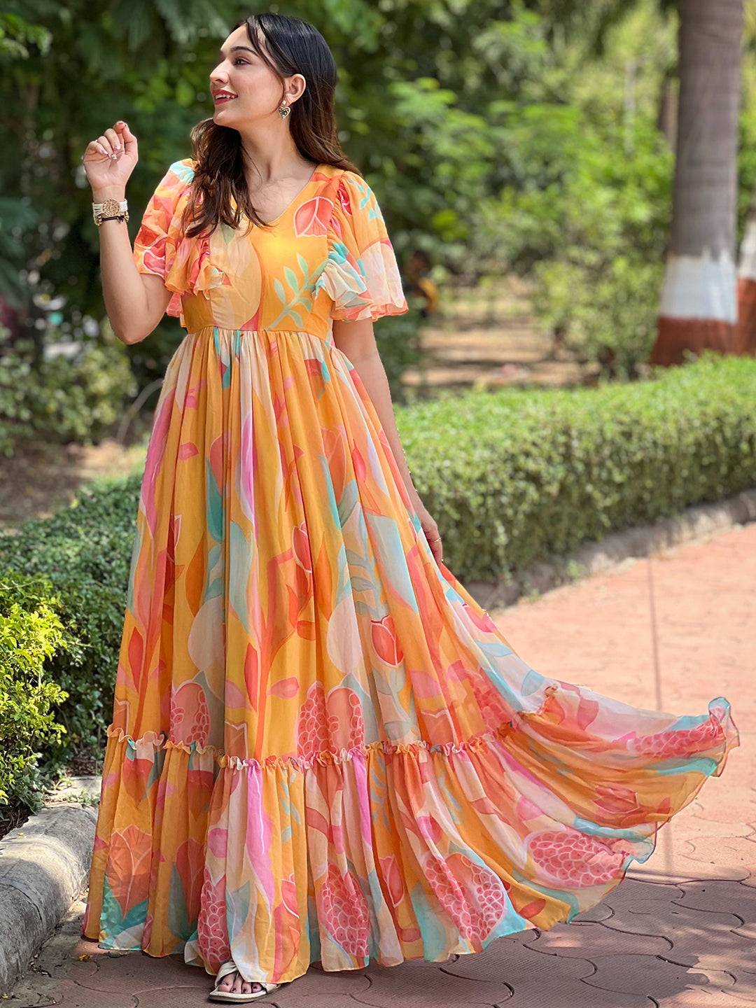 Carnival Yellow V-Neck Dress
