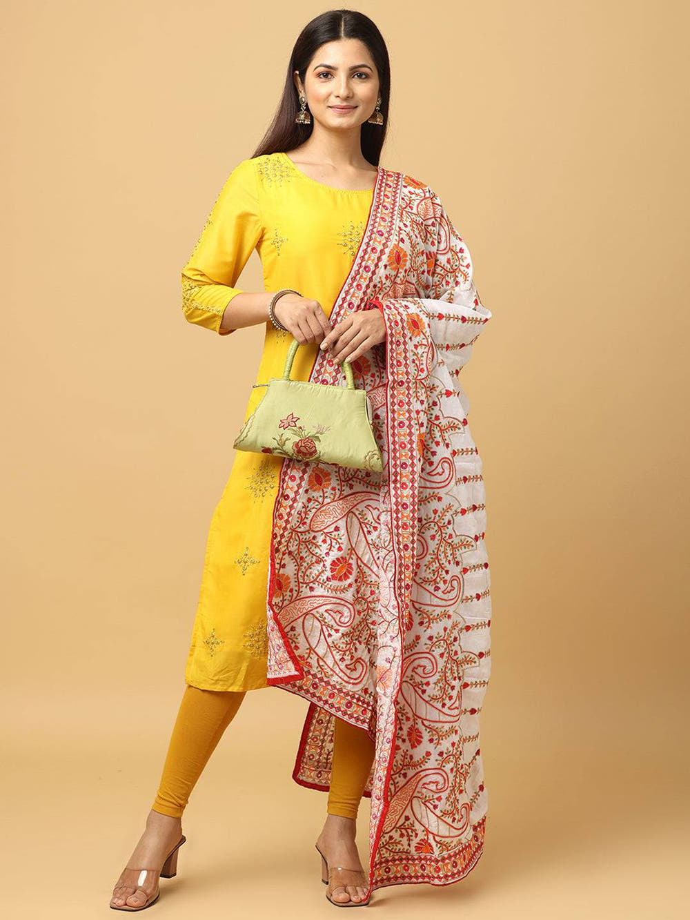 Ivory Rose Paisley Light Pashmina Dupatta