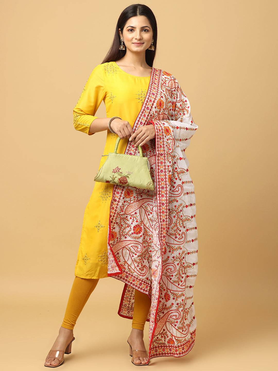 Ivory Rose Paisley Light Pashmina Dupatta