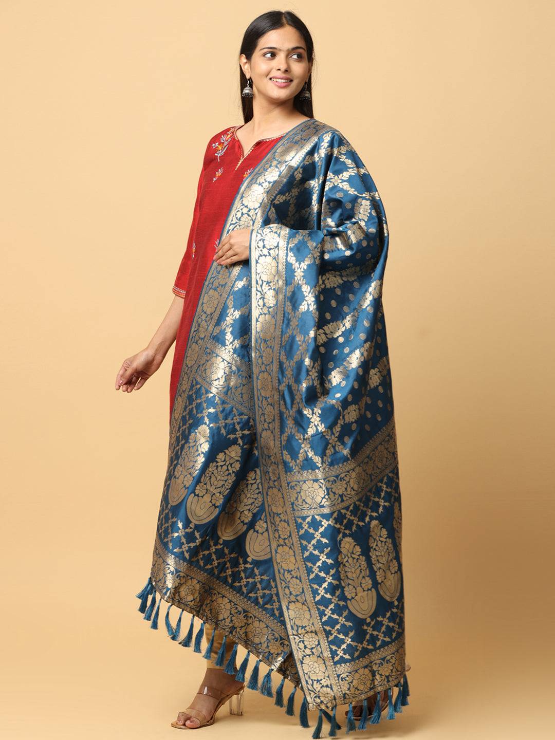 Latest Silk Blend Woven Design Dupatta