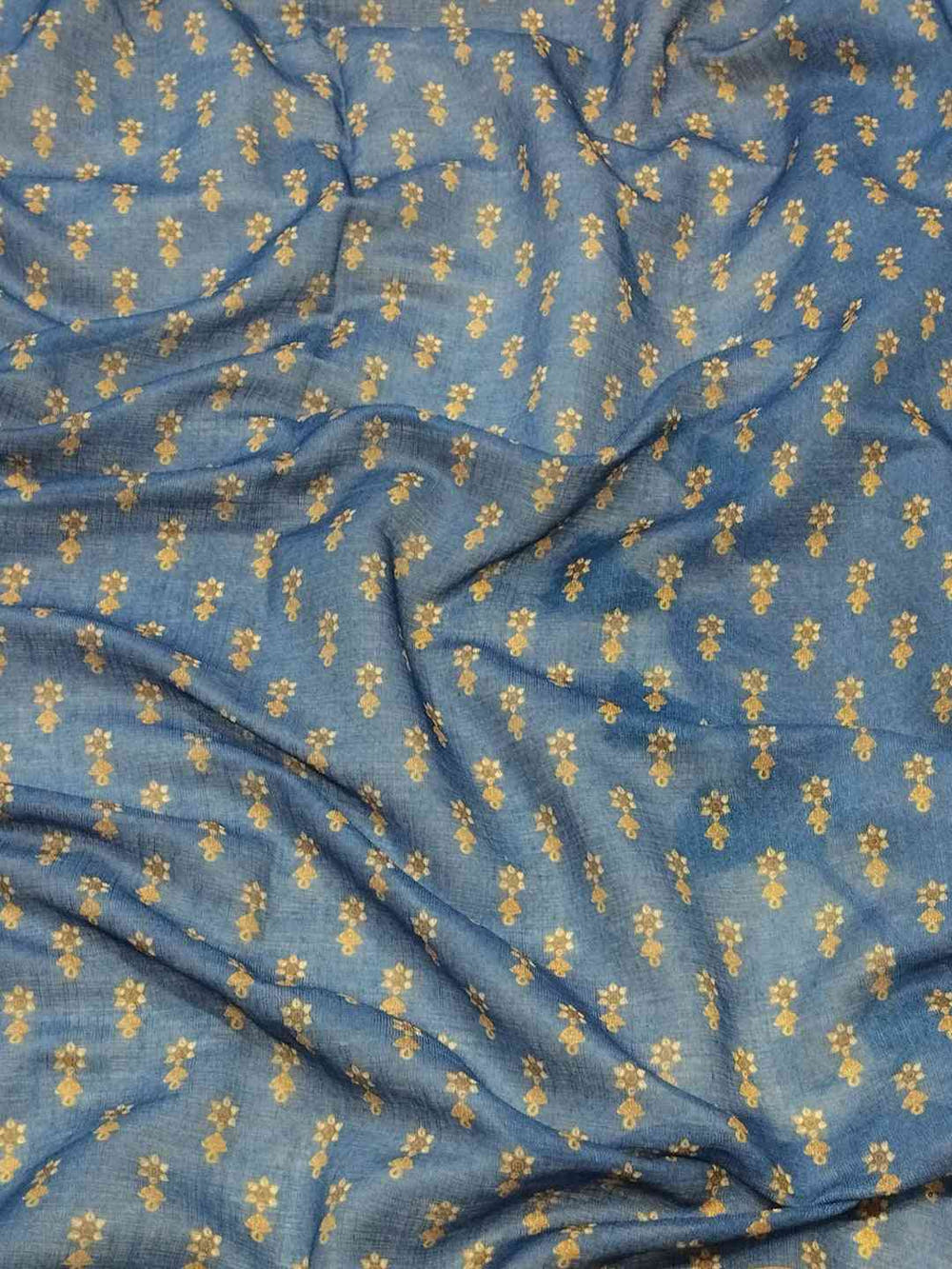 Blue colour Linen Saree With Digital Print And Majestic Border