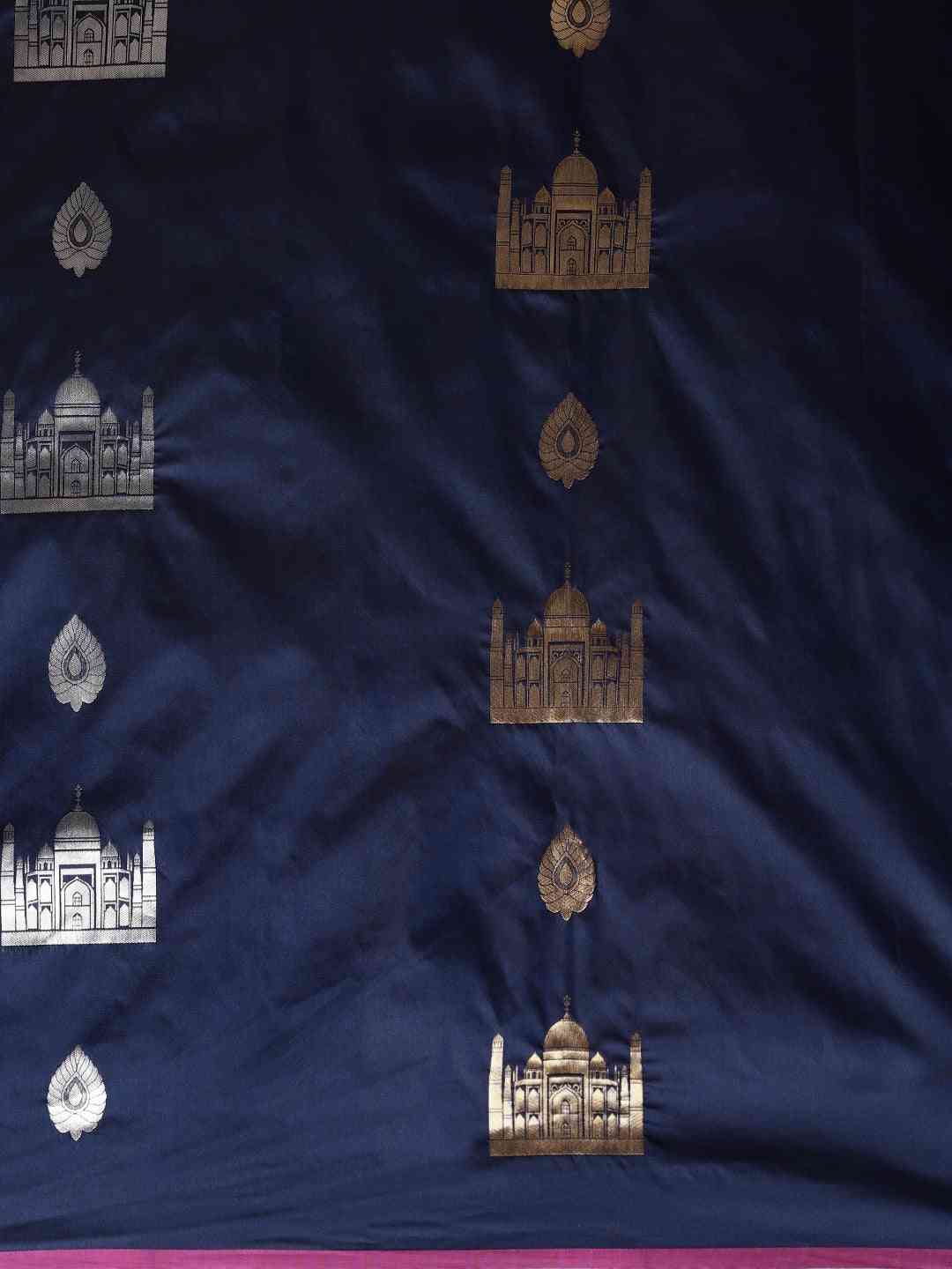 Trendy Dark Blue Colour  Silk Blend Woven Design Banarasi Saree