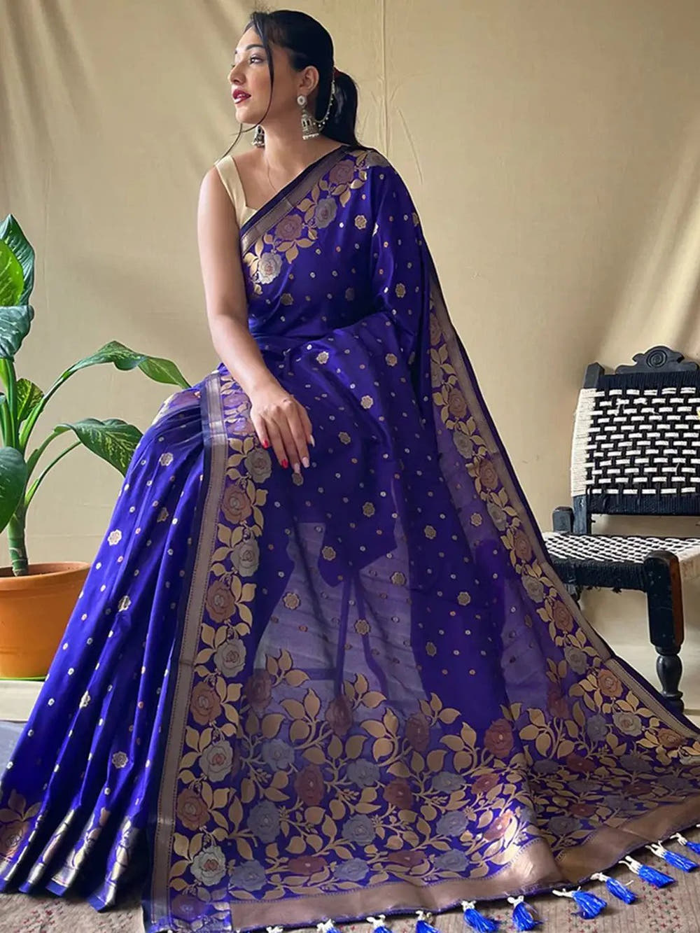 Royal Blue Suhani Banarasi Silk Zari Woven Saree