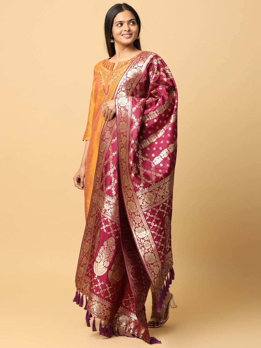 Traditional Silk Blend Woven Design Dupatta