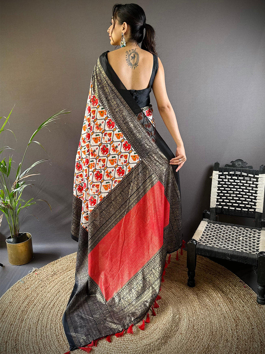 Design Soft Chanderi Silk Patola Design Festive Wear Saree