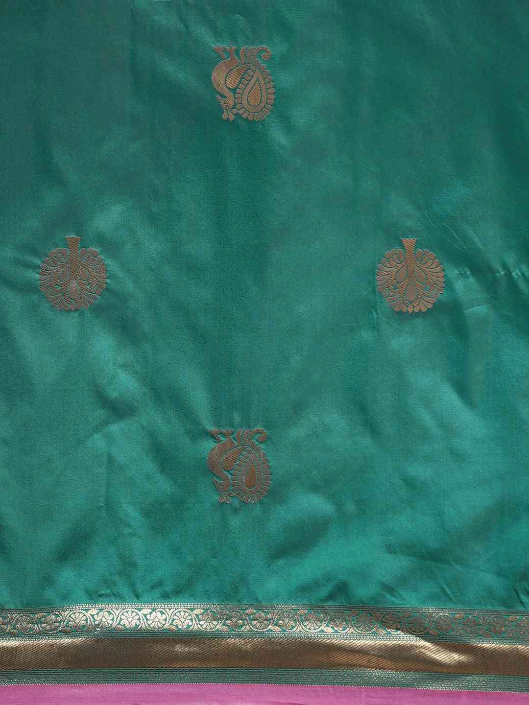 Banarasi  Rama Colour Silk Blend Woven Design Saree