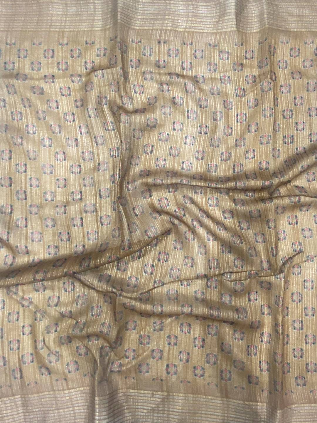 Ivory Linen Digital Printed Saree