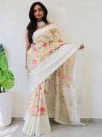Multi Colour Digital Print Bollywood Saree in Lakhnavi Slub Pattern