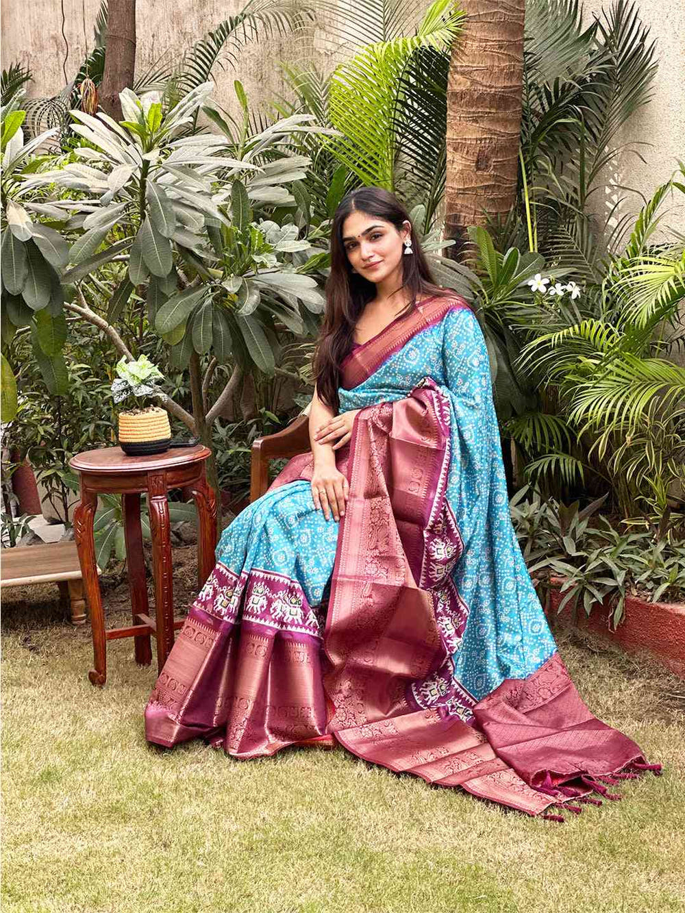 Soft Silk Bandhej Digital Printed Saree