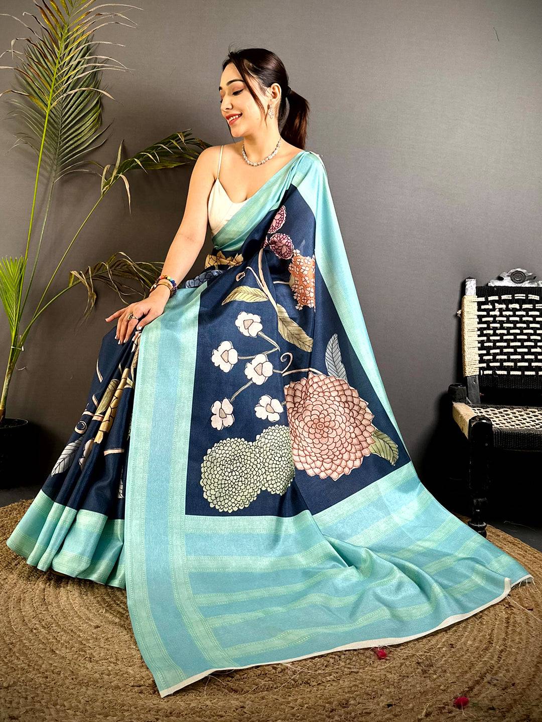 Classic Tussar Silk Gadwal Border Saree
