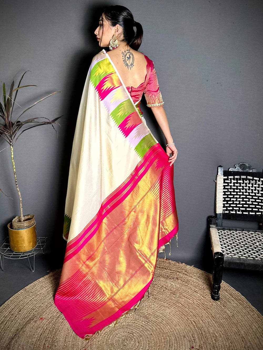 Classic Kanchi Rudraksha Zari Butta Saree